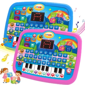 Kids’ Education Tablet Toy, Age 3+ Literacy Math Music Learning, Doubles as Electronic Keyboard