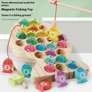 Wooden Children Fishing Toys Baby Montessori Early Education Toys Kids Ability Training Game Toddler Number Alphabet Learning